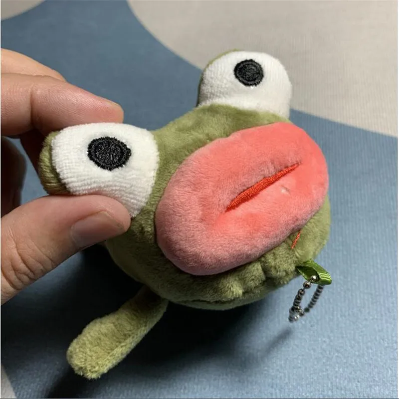 1Pcs Pink Sausage Mouth Frog Plush Toy Key Button Stuffed  Backpack Hanging Piece Student Bag Decoration Doll For Girls Gift