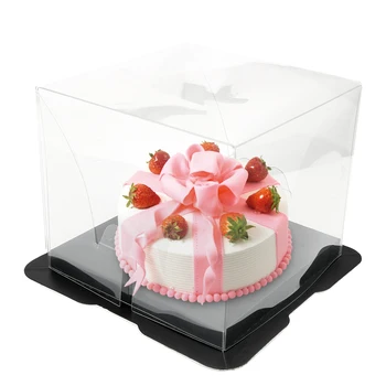 

Clear Cupcake Box Weddding Party Cake Cake Decoration PET Candy Cake Box Food Transport Packing Gift Box with Bottom Bracket