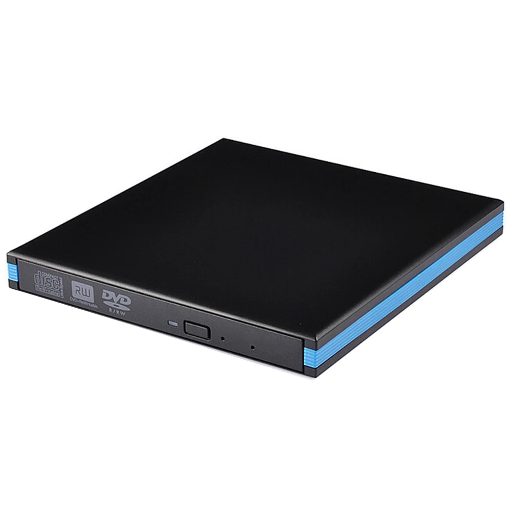 USB 3,0 быстрая передача ультра тонкий внешний DVD привод шумоподавление CD плеер ноутбук Plug And Play Квадратный Диск Настольный портативный - Цвет: Синий