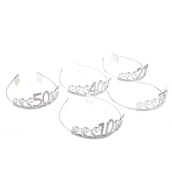 

Happy 10 18 20 50th Birthday Party Decorations Supplies for Girl Sweet Birthday Party Rhinestone Crown Headband Hair Accessories