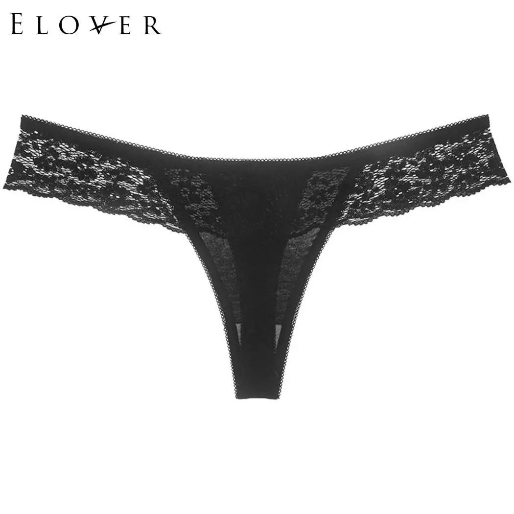 

Elover Women Lingerie Thongs Low-Rise Breathable Lace Panties Floral Seamless G-String Transparent Sexy Underwear