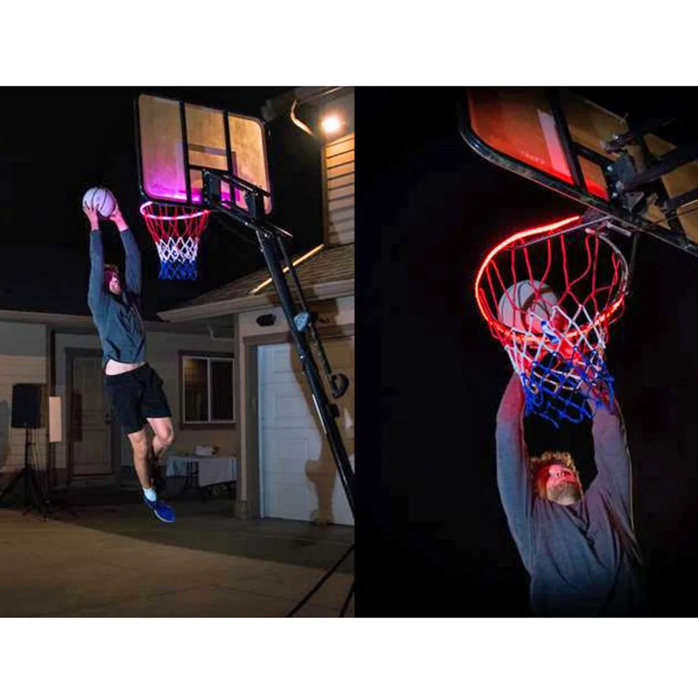 1PCS LED Basket Hoop Solar Color Changing Luminous Basketball Rim Playing At Night Shooting Accessories Attachment