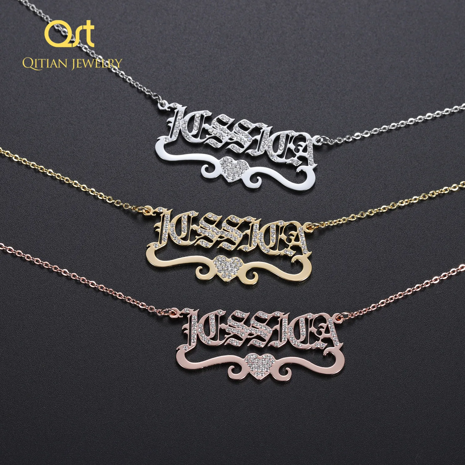 Heart With Personalized Bling Iced Out 