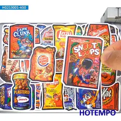 50 pcs Spoof Snacks Boissons Alimentaire Emballage Art Graffiti Drôle Téléphone Ordinateur Portable Planche À Roulettes Autocollants De Voiture Pack pour Guitare Cahiers Autocollant 