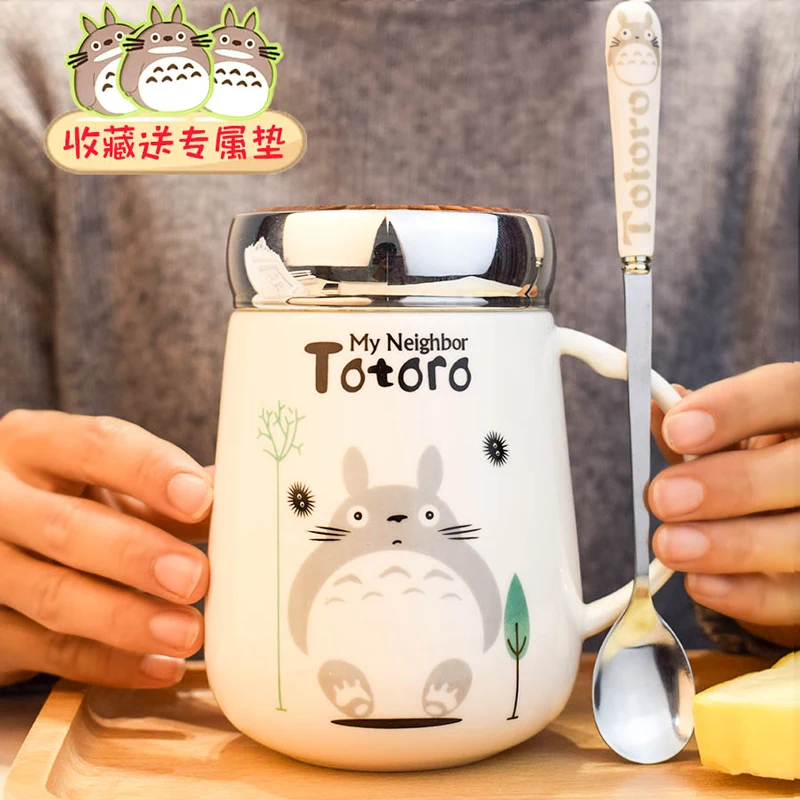 Керамическая мультяшная кофейная кружка, чай, молоко с крышкой, большая емкость, чашка, посуда с ложкой, украшение дома, интерес к жизни