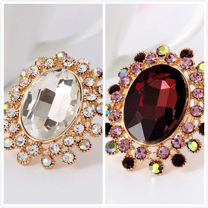 

Retro Luxurious Crystal Glass Opening Adjustable Ring Micro-inlaid Diamond Couple Ring