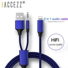 ACCEZZ 2 в 1 AUX аудио кабель для iphone 7 8 Plus X XS MAX 3,5 мм разъем, гарнитура разъем для зарядки автомобиля прослушивания Динамик адаптер