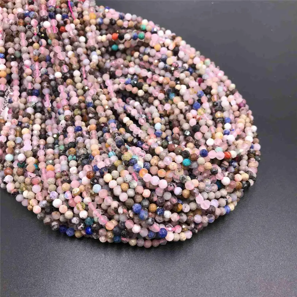 

2 3 4mm Small Beads AB Tourmaline Micro Natural Multi-faceted stone beads quartz crystal round beads tiny stone beads jewelry