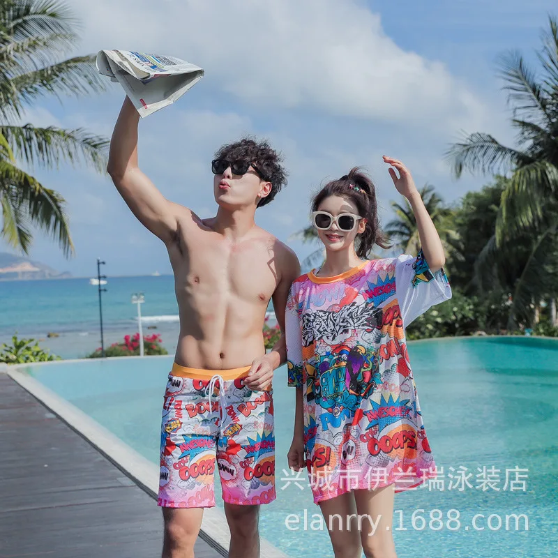

South Korea New Style Parent And Child Bathing Suit Split Type Long Sleeve Sun-resistant Girl's Swimsuit Beach Spa Resort Family