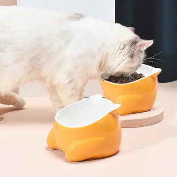 

New Dog Cat Bowls Ceramic Travel Cute Cartoon Shape Cat Feeding Feeder Water Bowl for Pet Dog Cats Puppy Outdoor Food Dish