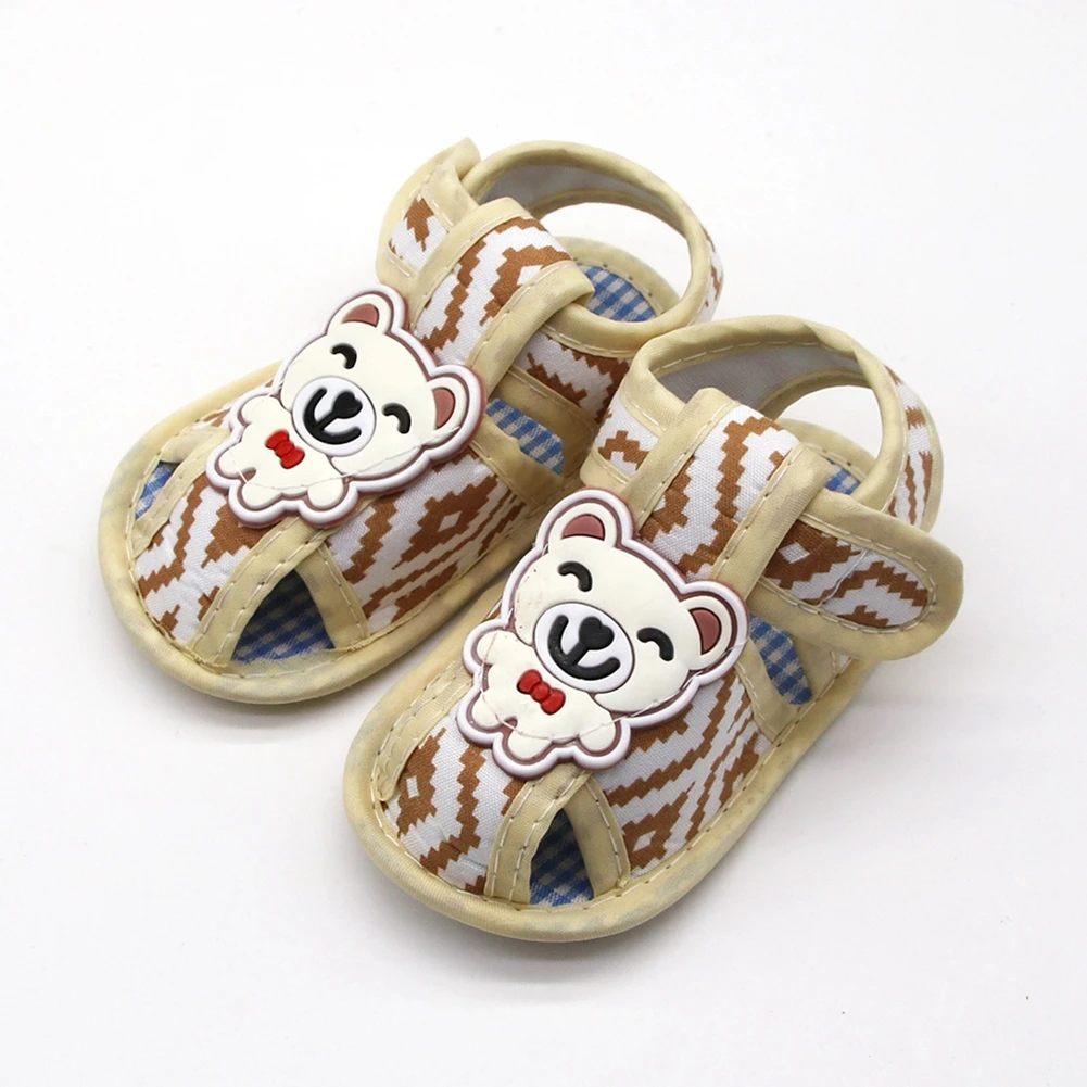 Детские сандалии с рисунком медведя для девочек и мальчиков; Летняя детская обувь из мягкого хлопка для малышей