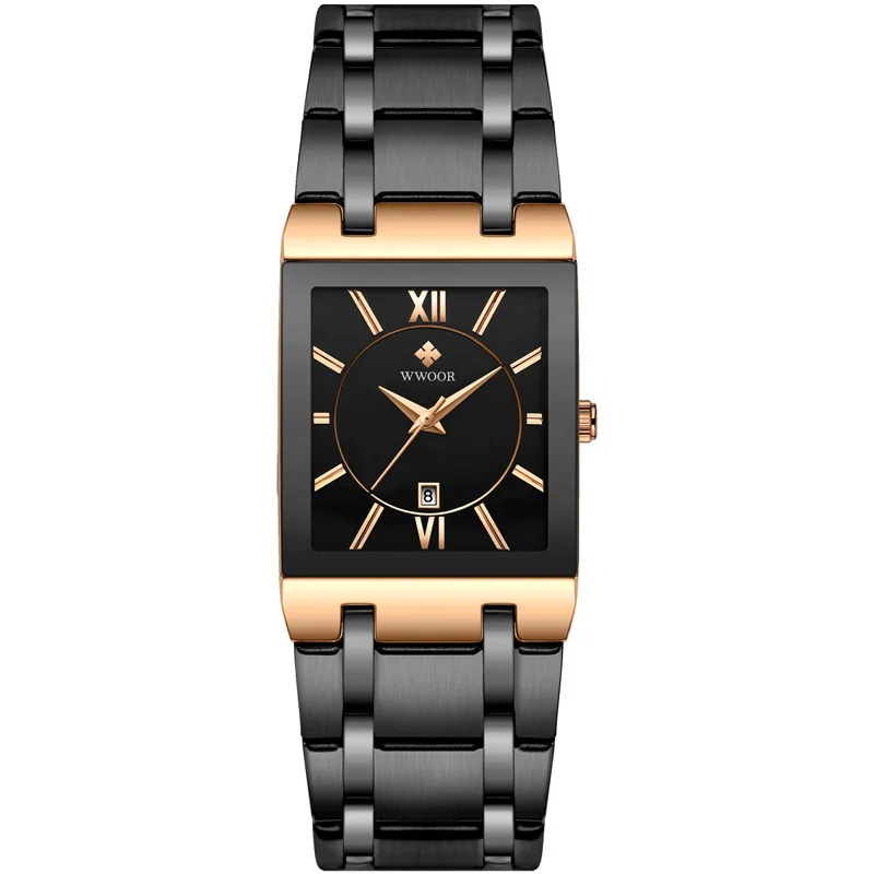 

Hot Sales Wwoor8858 Fully Automatic Non-Machinery Square Men Fine Steel Belt Quartz Watch Waterproof