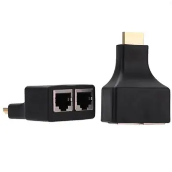 

New 2PCS/set HDMI To Dual Ports RJ45 Network Cable Extender Over by Cat5e/Cat6 Cables 1080p For HDTV HDPC PS3 STB 30m