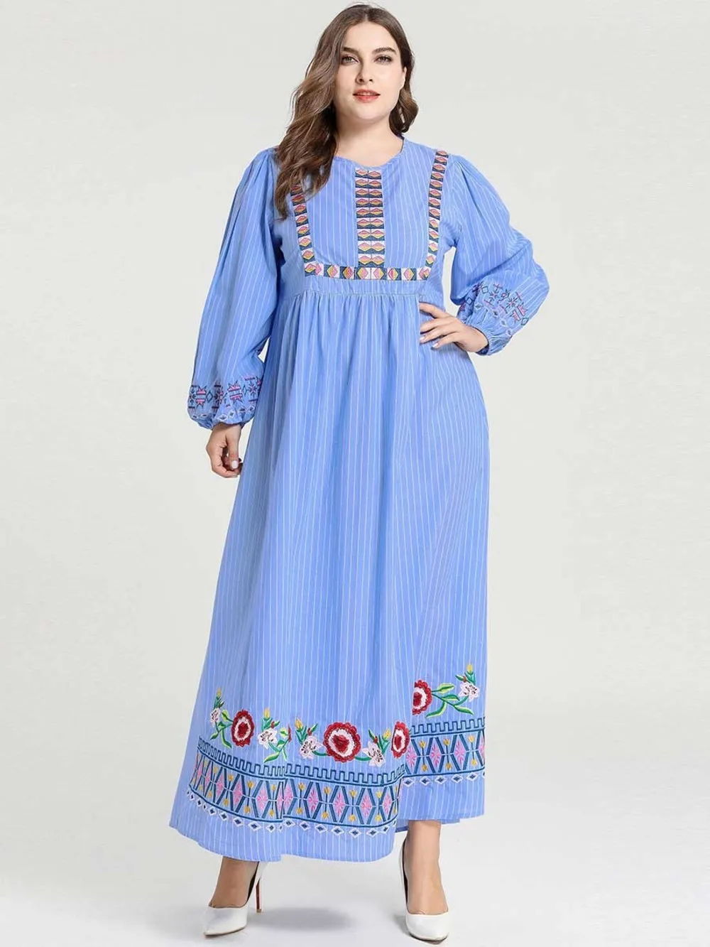 

Modest Fashion Embroidery Muslim Abaya Dress Muslim Dress Evening Gowns Vestido For Lovers