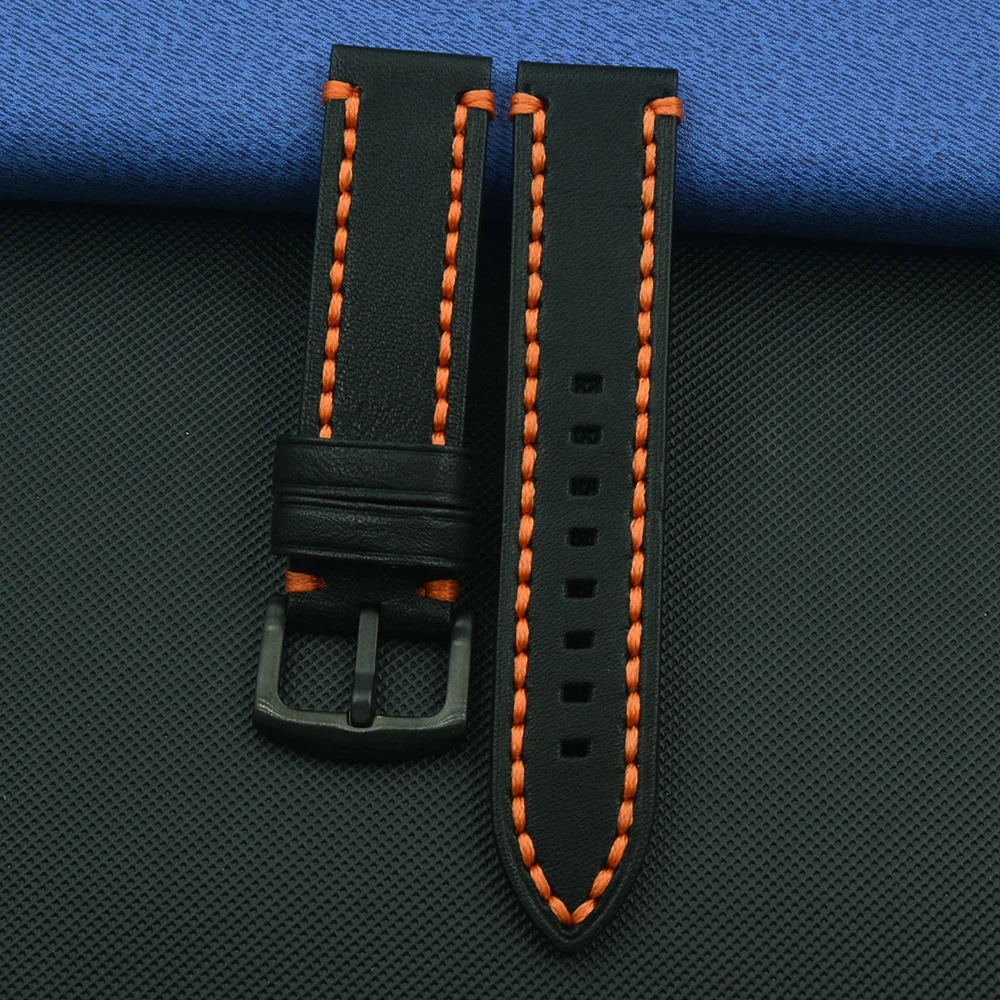 Handmade Watchband Soft Calf Genuine Leather Watch Strap 20mm 22mm 24mm Band for Omega Tissot Seiko Accessories Wristband | Наручные часы