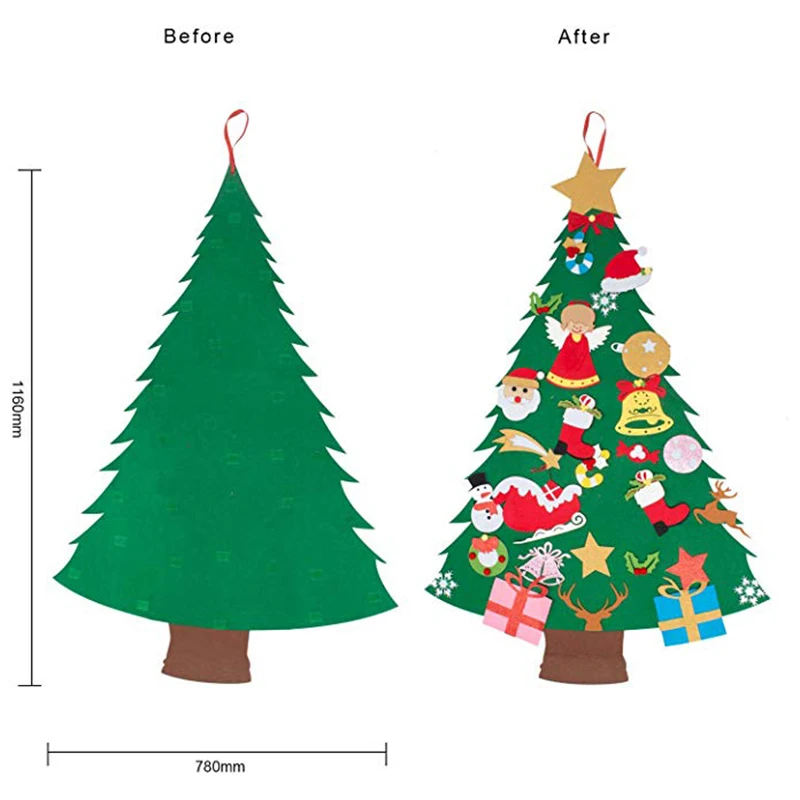Войлочная Рождественская елка 45,6 дюймов 3D набор сделай сам с 29 шт. орнаментом Декор настенный Декор Рождественская елка украшения детские