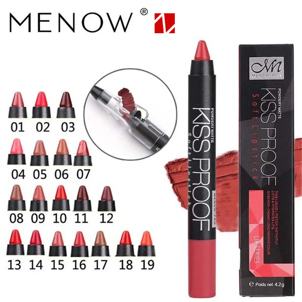Menow P13016, 1 шт., точилка для карандашей, 19 цветов, сексуальная красота, водостойкая губная помада, не выцветает, помада, Подарочный пластиковый стержень