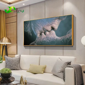 

Love Kiss sexy Canvas Painting Abstract Oil Painting Poster And Print Wall Art Pictures For Bedroom Living Room Home Decor
