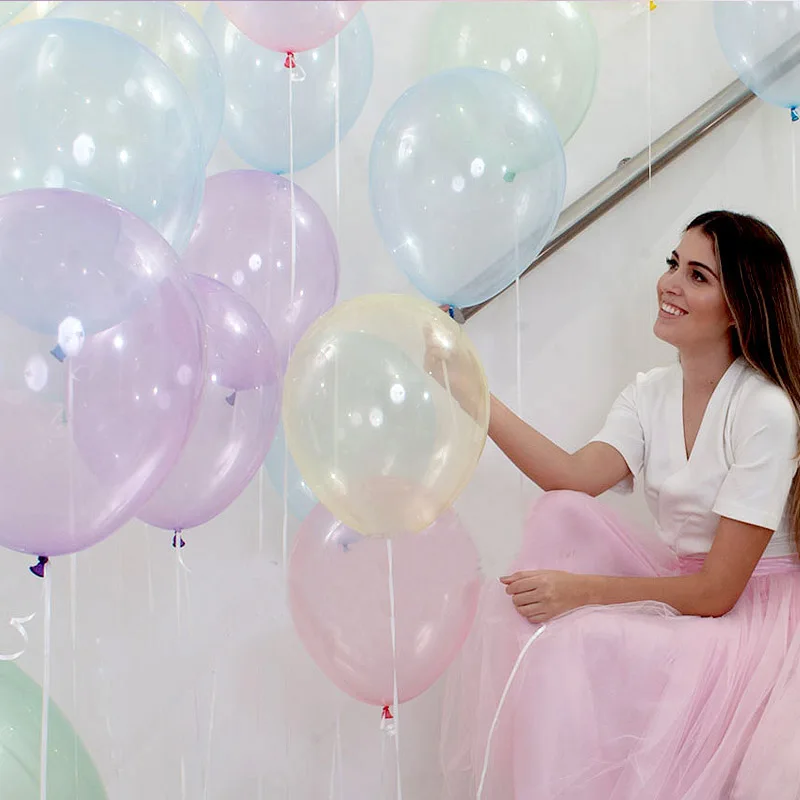 

50 100pcs Colorful Crystal Balloon 12 inch Round Bobo Transparent Clear Latex Balloons Wedding Decro Helium Inflatable Balloon