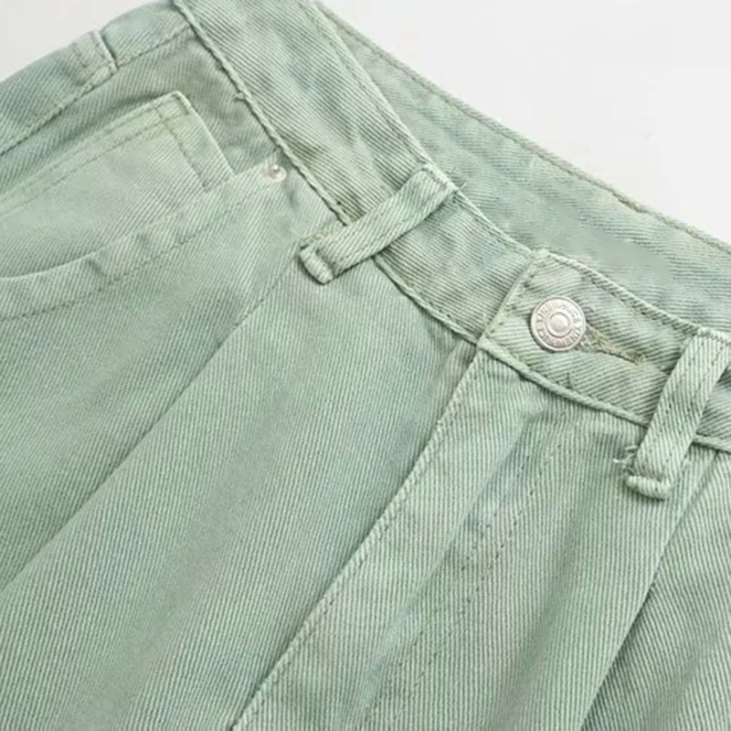 Vintage Stylish Pockets Darts Jeans Women Fashion High Waist Zipper Fly Streetwear Denim Pants Chic Jean Femme Trousers