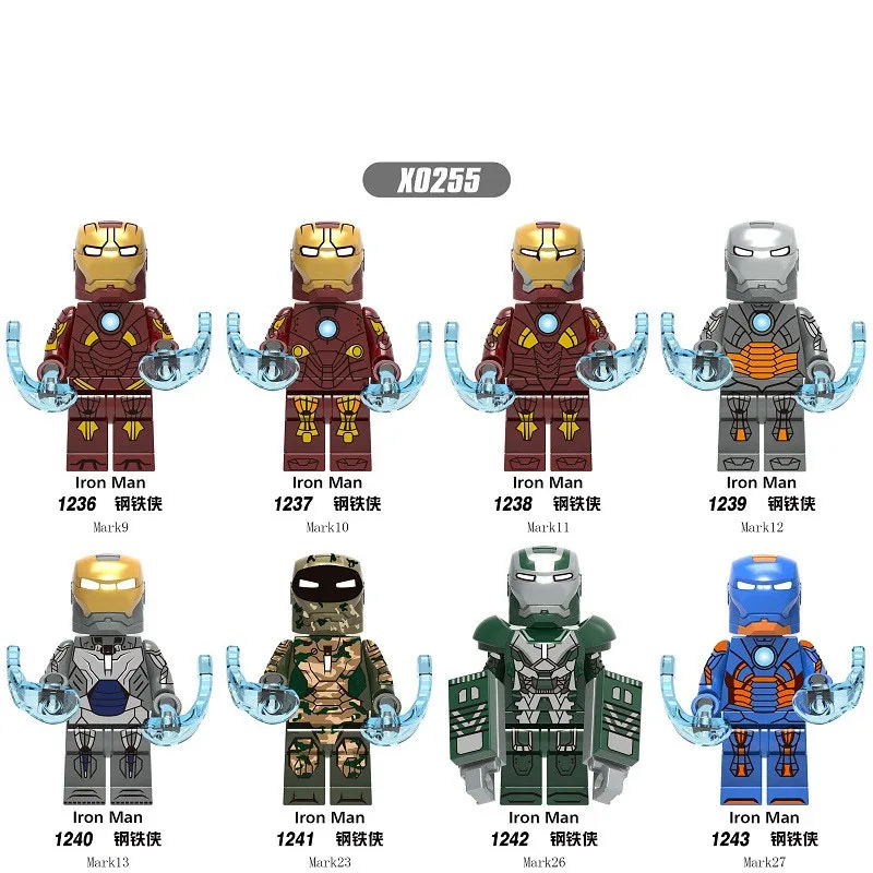 

X0255 Super Heroes Iron Man Mark9 Mark10 Mark11 Mark12 Mark13 Mark23 Mark26 Mark27 Building Blocks Figures Children Bricks Toys