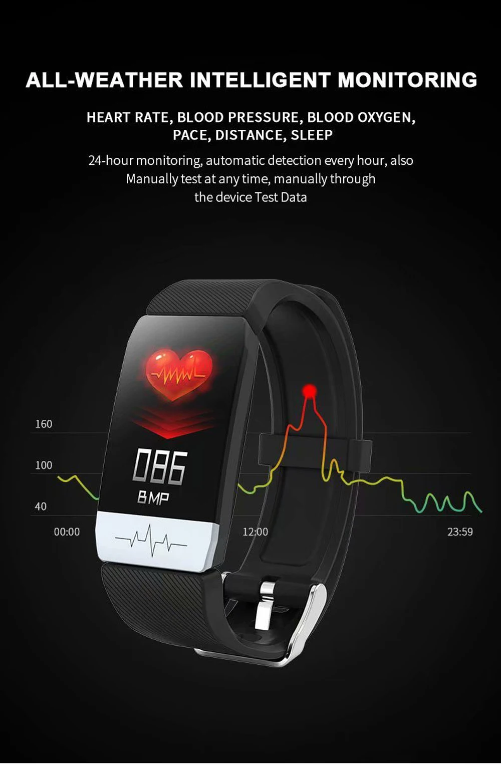 Ecg + ppg aptidão pulseira inteligente freqüência