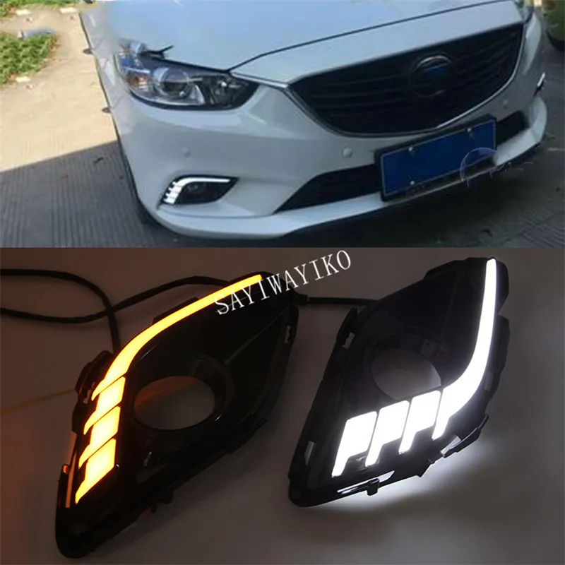 2 шт. DRL для Mazda 6, мазда 6, Atenza 2013,,, СВЕТОДИОДНЫЙ DRL дневные ходовые огни, Дневной светильник, противотуманный светильник, крышка