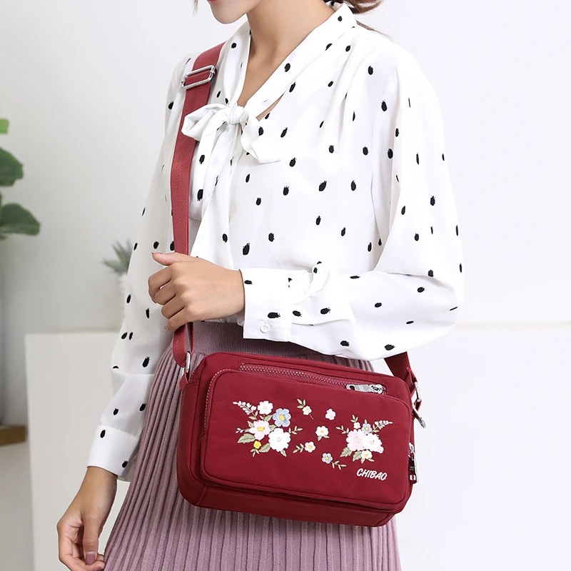 Bags for Women Nylon Crossbody Waterproof Female Messenger Bag Embroidery Shoulder Bag Small Fashion Women Messenger Bags