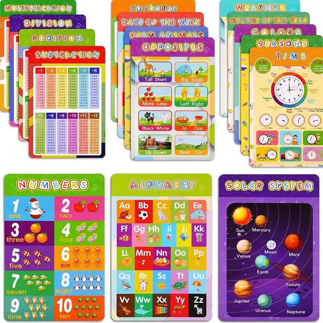 English Words Colors Months Numbers Animals Preschool Kindergarten Homeschool classroom Educational Posters decoration 1
