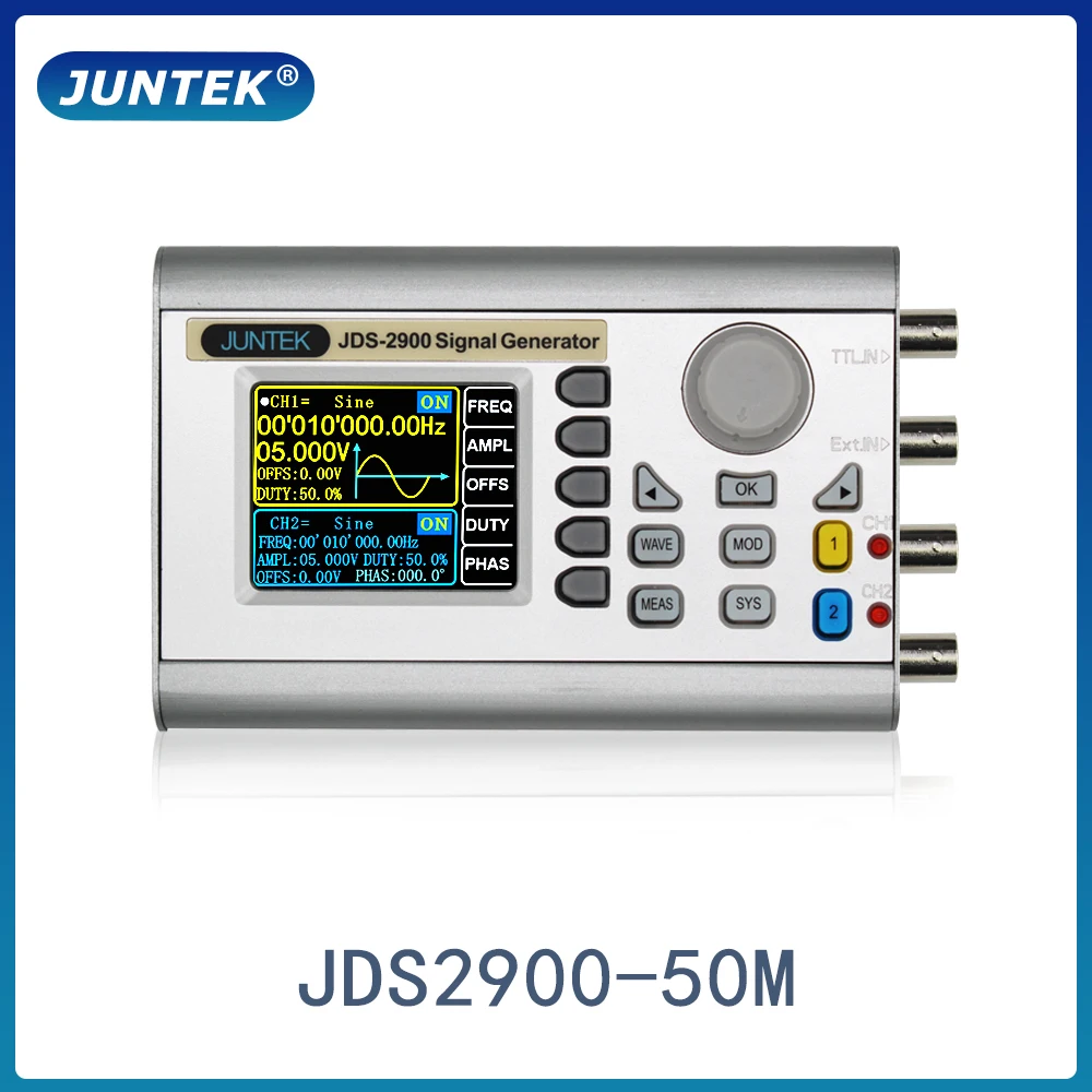 JUNTEK JDS2900 50M 50MHz DDS генератор сигналов с цифровым управлением Двухканальный