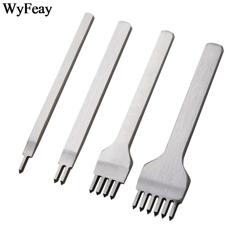 4 Teile/satz Hand Leder Handwerk Werkzeuge Locher Schnürung Stitching Hand-genäht Gürtel Weiß Stahl Verweilen Hiratsuka Prong Punch kits – Detail 5