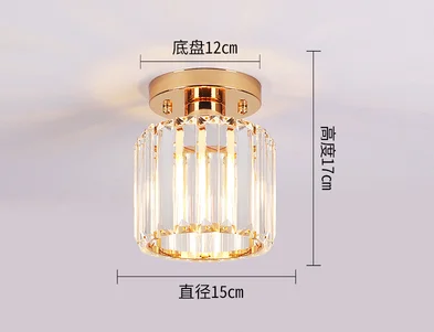 Round Gold GLSZ современный золотой/черный светодиодный Хрустальные потолочные светильники круглые квадратные проходы потолочные светильники E27 маленькие лампы для украшения гостиной - Цвет корпуса: Round Gold