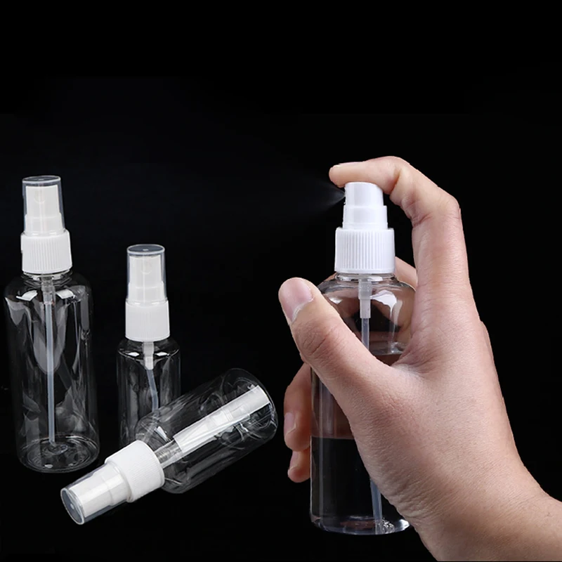 1pc Refillable Spray Bottle Perfume Portable Travel Transparent Plastic Bottle Container Hand Sanitizer Cosmetic Bottle 3 Size