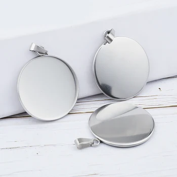 

10pcs Stainless Steel Round Cabochon Base Blank Fit 12 16 18 20 25 30mm Bezel Trays Diy Pendant Settings Jewelry Making Supplies