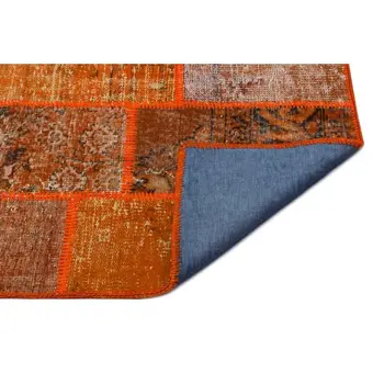 

Handmade Orange Vintage Overdyed Patchwork Area Rug 080x150 Cm-2'7''X4'11''