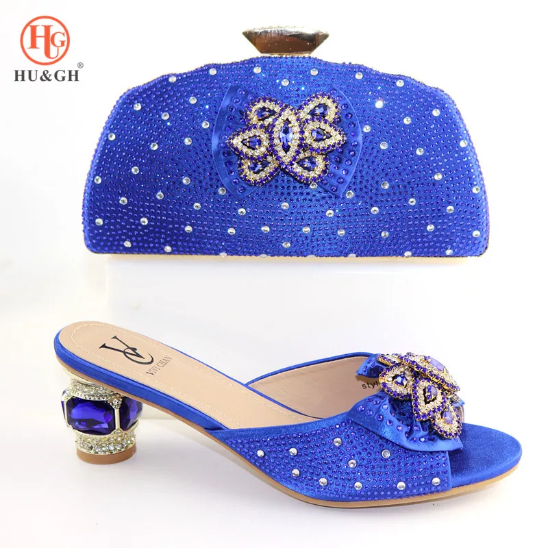 

2019 Shoes and Bag Set Decorated with Appliques African Women Slippers Italian Shoes and Bag Set for Wedding Nigerian Shoes Bags