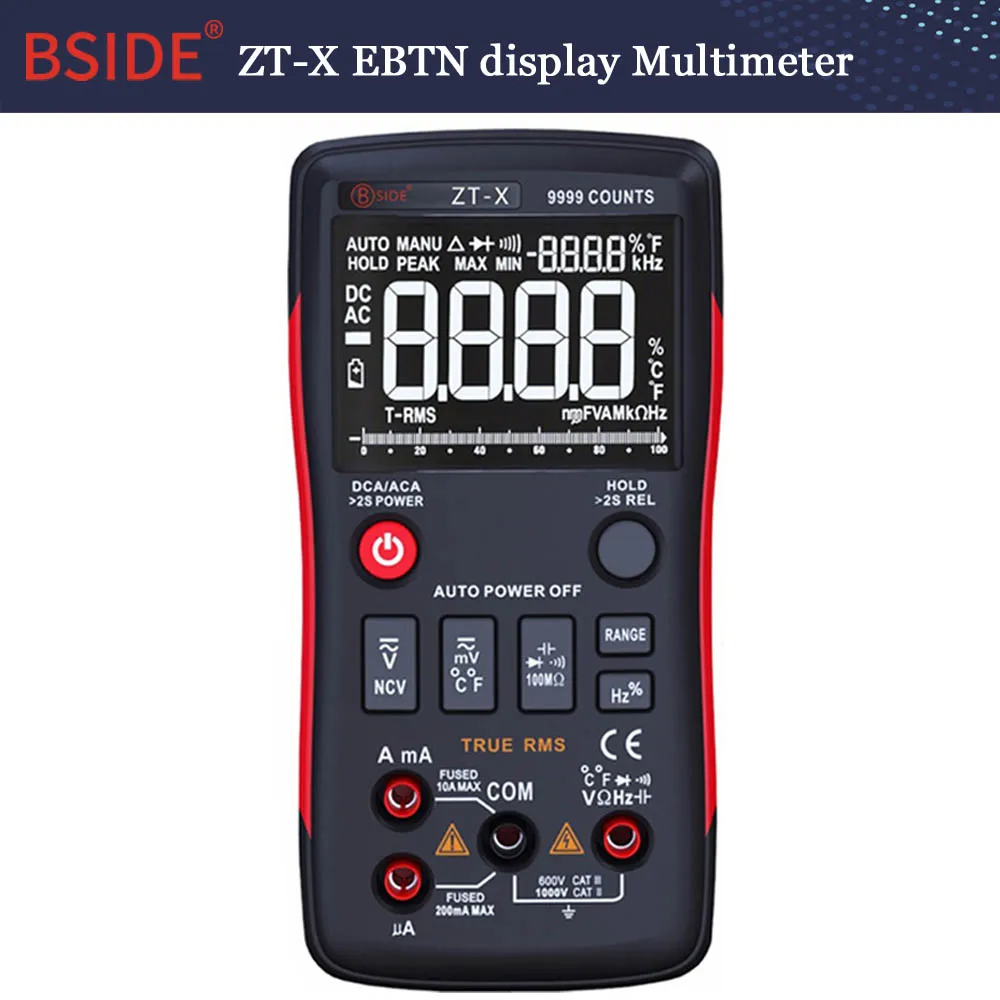 Цифровой мультиметр BSIDE серии True Auto Range Multimetro Вольтметр Амперметр емкость температура Гц NCV тестер - Цвет: ZT-X