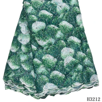 

Nigerian Lace Fabric 2020 High Quality Lace New Fashion Sequins Lace African Net Lace Fabric For 5 yards Party Dress HX3212