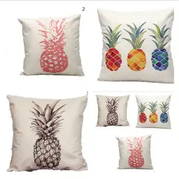 

Colourful Pineapple Cotton Linen Pillow Case Throw Cushion Home Soft Room Decor Single Sides Printing