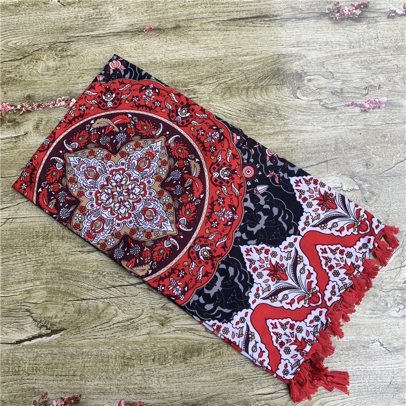 xw4-5 black red Новинка, брендовый женский шарф, квадратные хлопковые шали и палантины, Дамская Пашмина с кисточками, богемский платок, зимняя женская бандана, хиджабы - Цвет: xw4-5 black red