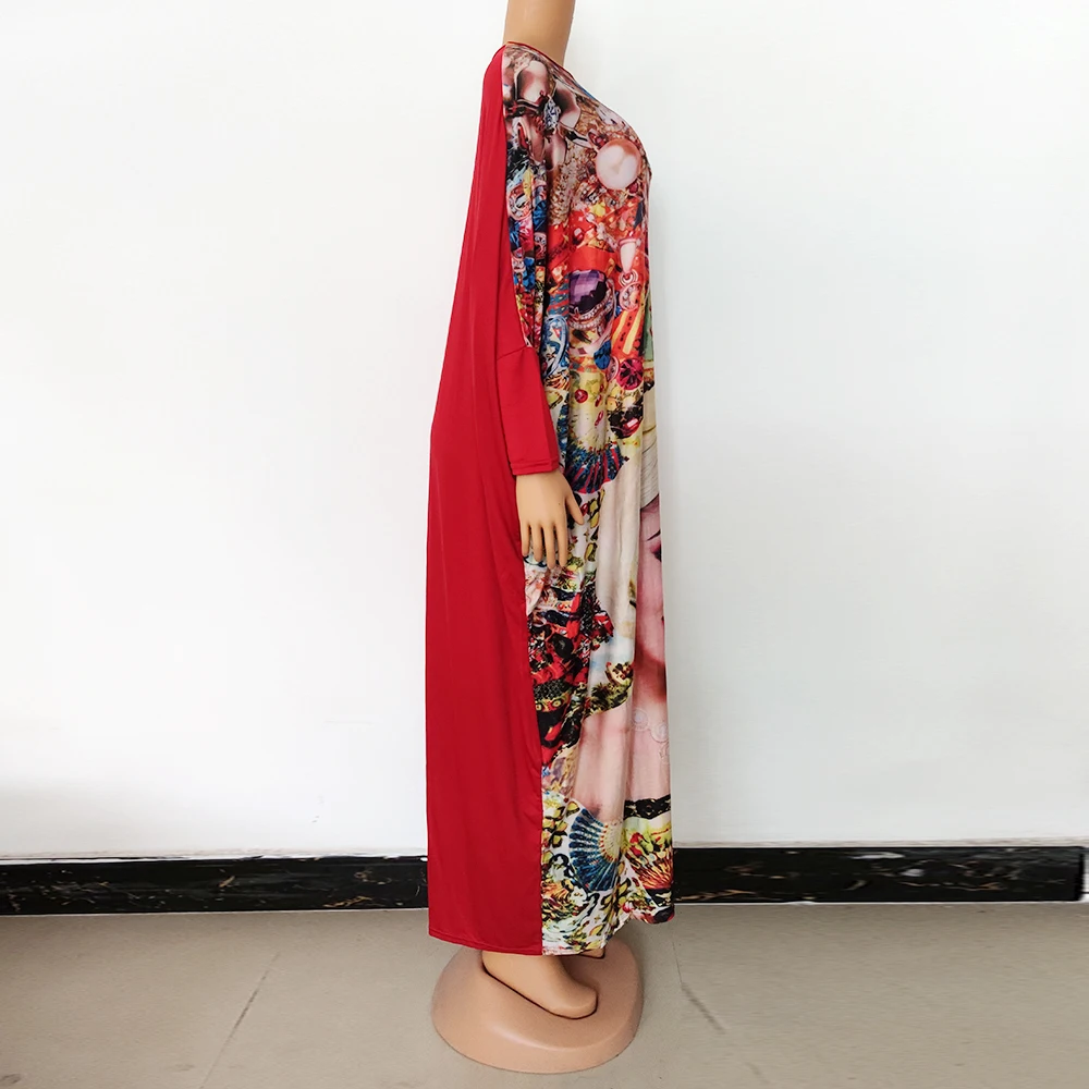 Vetement Femme 2021 African Dresses For Women Beauty Print Colorful Elegant Nigeria Long Robe Sexy Daily Bazin Party Casual african fashion designers