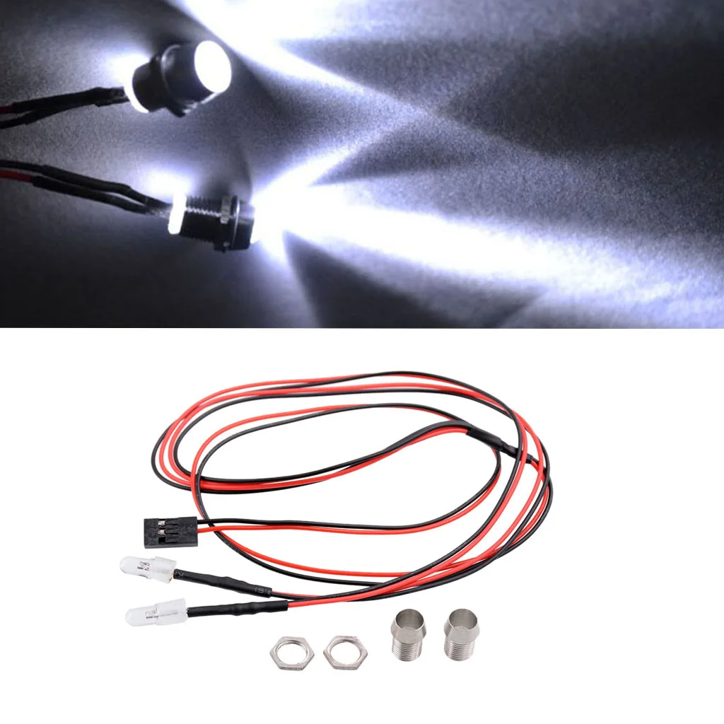 RC Car Lights 3-9V Light Set Headlight headlamps For 1/5 1/8 1/10 1/12 1/16  RC Model Car Truck Led - 2 White 5mm