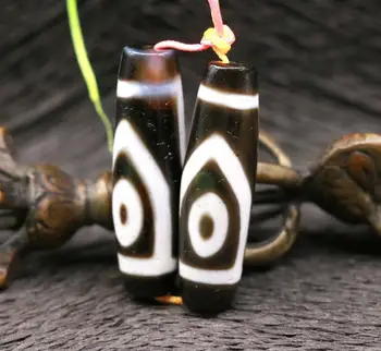 

Treasure Magic Power Magic Power SUPER Energy pair of Tibetan Old agate 2 eye Totem dZi Bead Amulets DIY