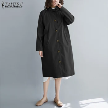 

ZANZEA Women's Jackets Lapel Neck Buttons Loose Pockets Jackets 2020 Fashion Ladies Casual Overcoats Chaqueta Mujer Outwear 5XL