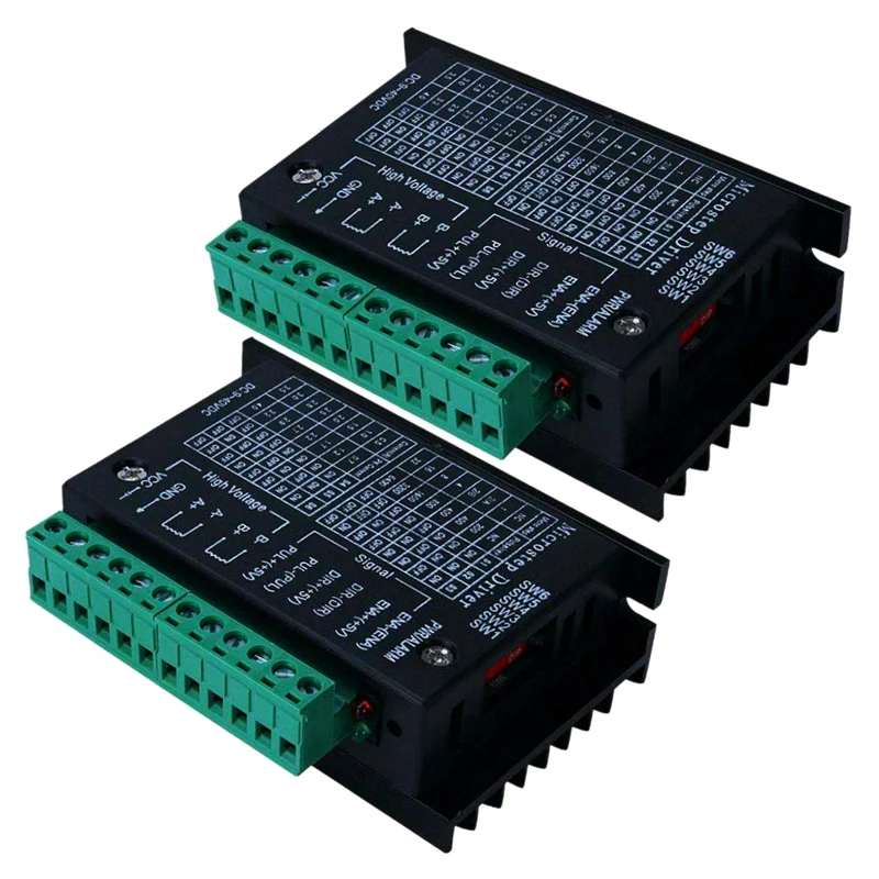 

2PCS TB6600 4A 9-42V Stepper Motor Driver Controller 32 Segments 2/4 Phase Hybrid Stepper Motor Driver Board