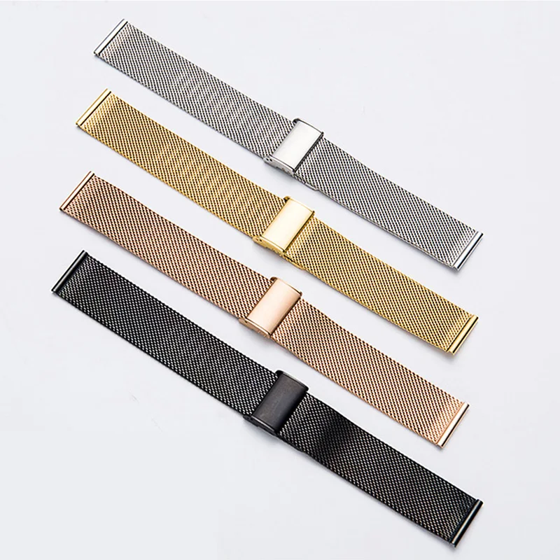 High Quality Stainless Steel Watch Strap Bracelet Solid Buckle Watchband 0.6 Thread Milanese Mesh Belt For DW 16 18 20 22mm | Наручные