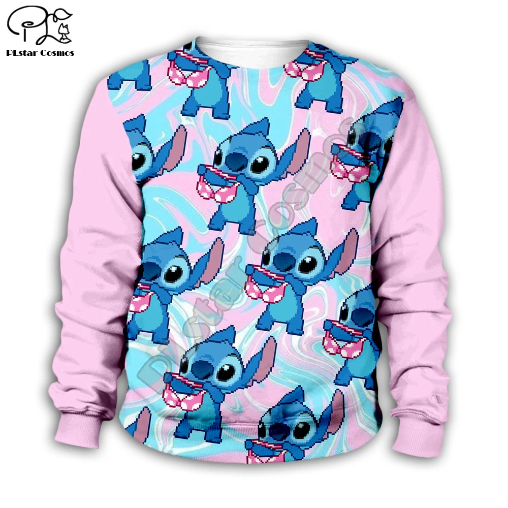 Детская одежда Lilo Stitch, 3D Толстовка с капюшоном для маленьких мальчиков и девочек, пуловер с принтом, толстовка с длинными рукавами и рисунком, футболка, уличная одежда, костюм 17