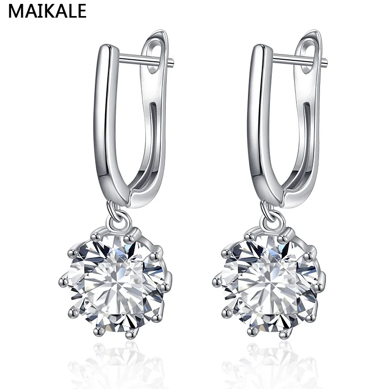 MAIKALE, классические простые серьги-гвоздики, медь AAA, кубический цирконий, круглые корейские серьги для женщин, гипоаллергенный циркон, серьги, подарок