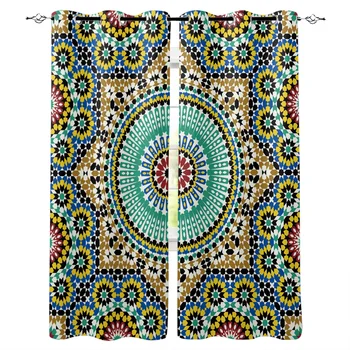 

Colorful Morocco Flowers Islam Arabesque Window Curtain Living Room Bathroom Kitchen Curtains Luxury Home Decor