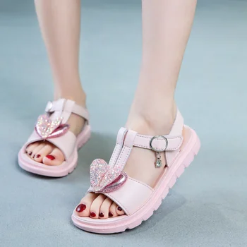 

Girl Sandals Sequins Leather Kids Summer Shoes Students Dance Sandals Children's Sandals Love Beach Shoes Girls